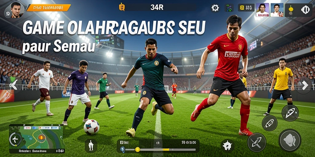 Screenshot utama 34R menunjukkan gameplay olahraga yang dinamis.