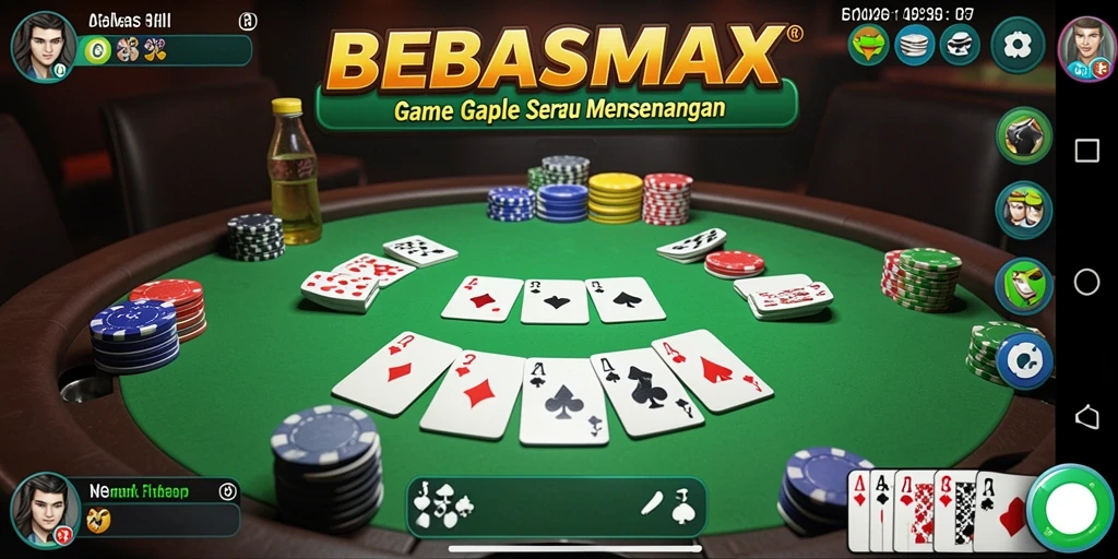 Screenshot gameplay BEBASMAX yang menunjukkan sesi permainan Gaple yang seru.
