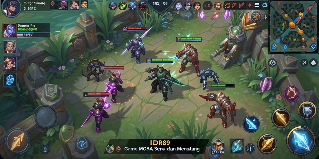 Tangkapan layar gameplay IDR89 yang menampilkan aksi seru di arena MOBA.