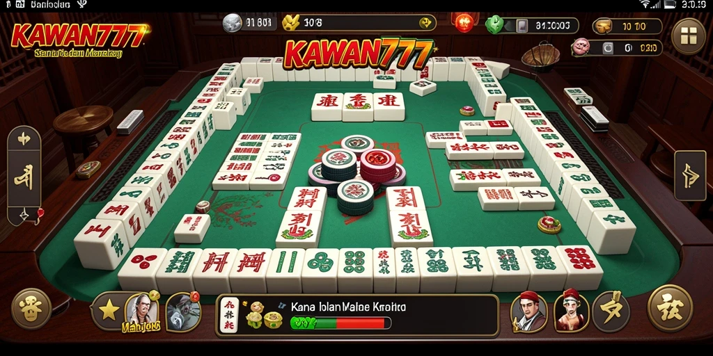 Tampilan gameplay KAWAN777 dengan berbagai jenis batu Mahjong.