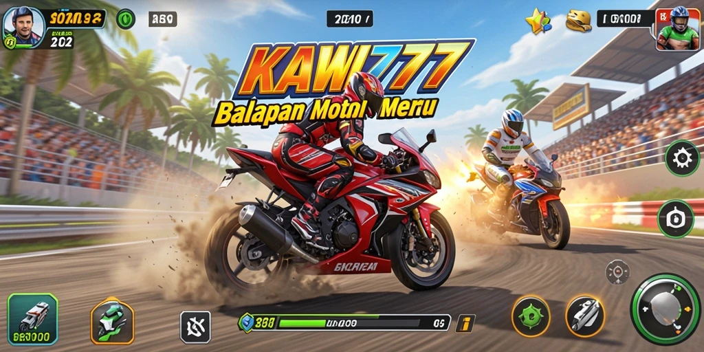 Gameplay KAWI777 yang intens dan menegangkan saat balapan motor.