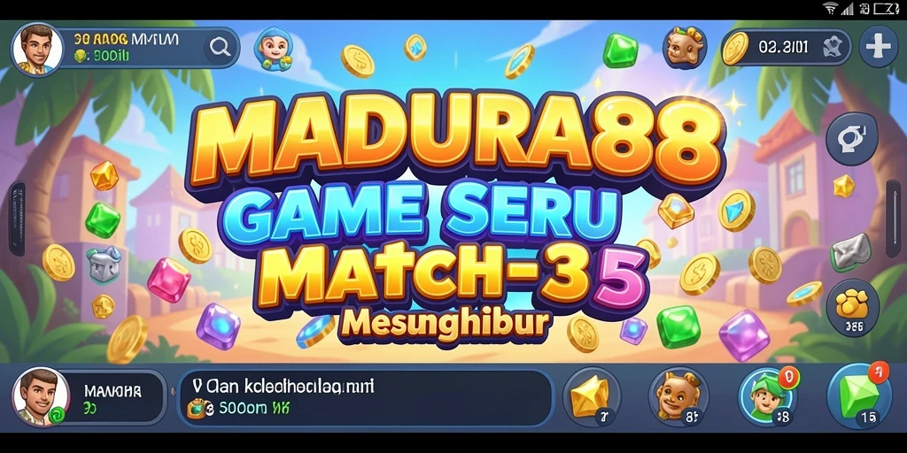 Tampilan gameplay seru di MADURA88 dengan gaya Match-3.