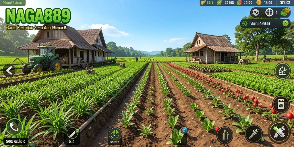 Screenshot NAGA889 menampilkan kebun yang indah dengan berbagai tanaman.