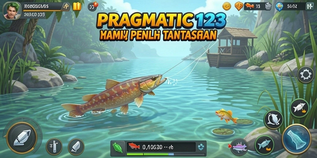 Screenshot gameplay PRAGMATIC123 menunjukkan aksi memancing yang mendebarkan.