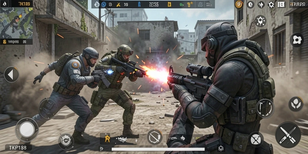 Gameplay intens dari TKP188 dengan aksi tembakan yang mendebarkan.